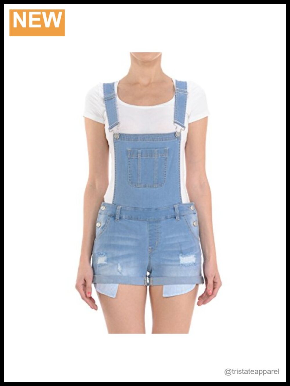 Denim Overall Shorts Cotton Polyester Spandex Button Closure Casual